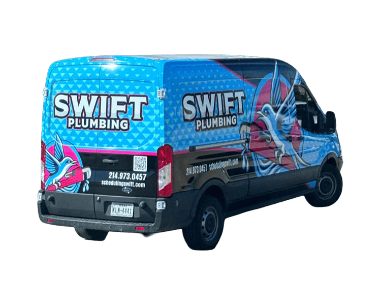 Swift Plumbing Service Van at Forney TX residence